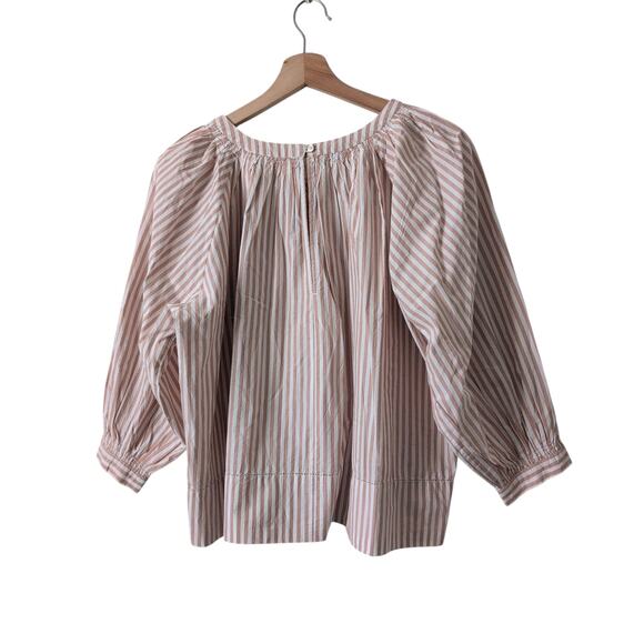 The GREAT Bubble Sleeve Blouse - Size 1 (Small) Cotton Striped Pink White - Picture 6 of 11